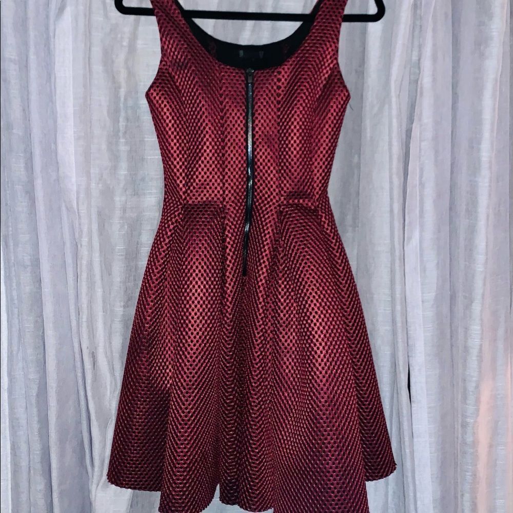 Maje Roitfeld Bordeaux Honeycombs Dress